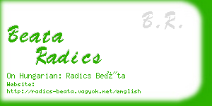 beata radics business card